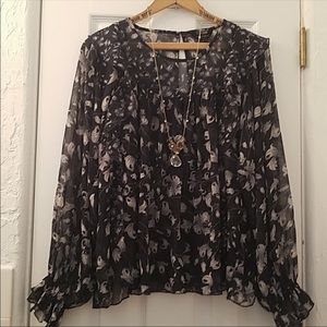 LUCKY BRAND Chiffon Peasant Top